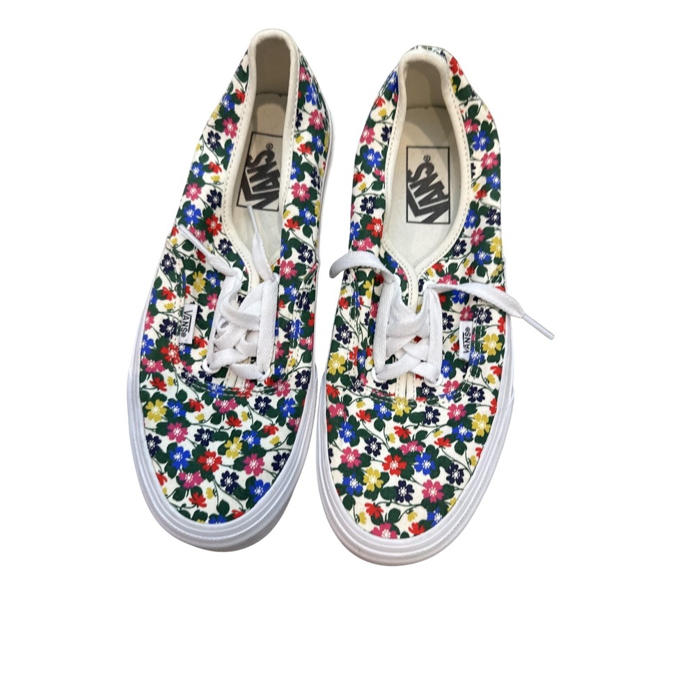 Vans Authentic Shoes Womens Size 8.5 Multicolor Floral‎ Lace Up Casual Skate Low